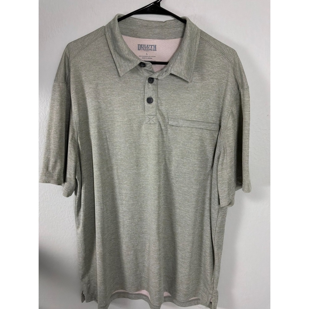 Duluth Trading Co Polo Shirt Men's L Green Performance Pocket Short Sleeve